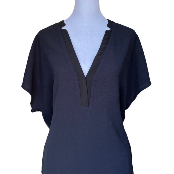ASTR - V Neck Shift Tunic Black & Navy Shirt Mini Dress Sz M - Picture 3 of 6